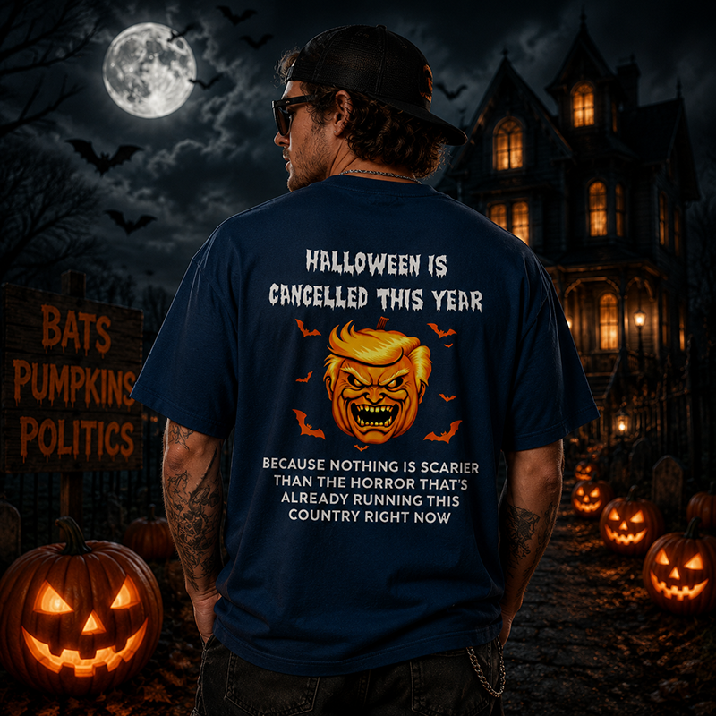 Halloween Is Cancelled This Year Funny Pumpkin Graphic T-Shirt for Spooky Season Lovers