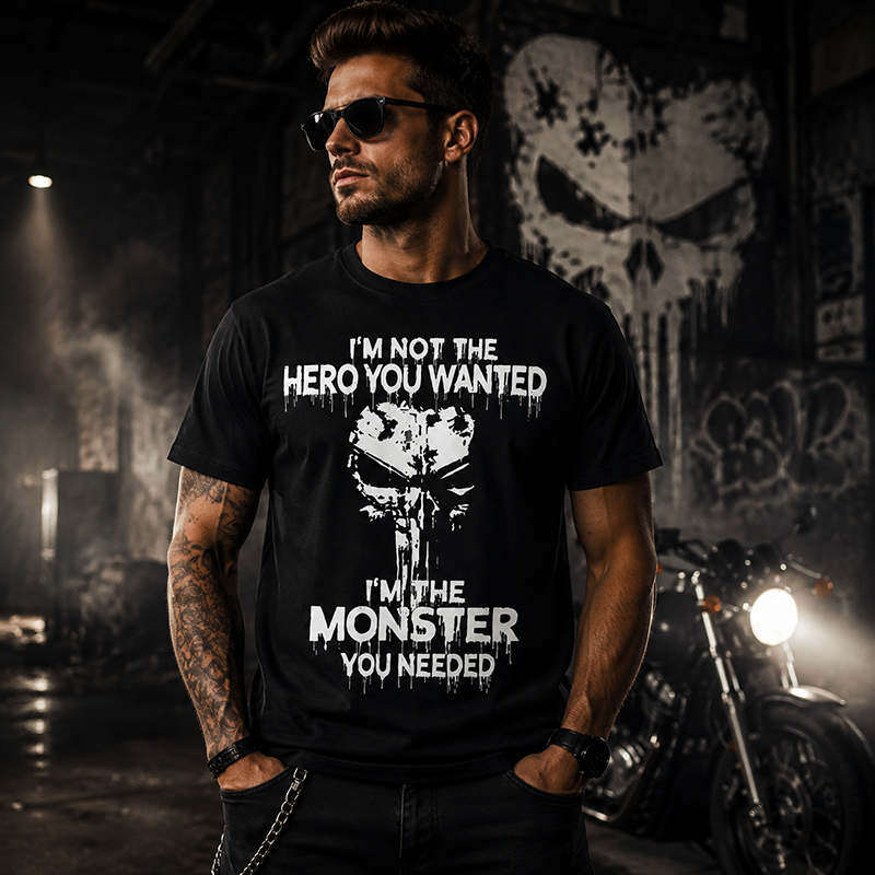 Dark Horror Graphic T Shirt for Men Featuring Monster Design, Gothic Style and Powerful Streetwear Attitude