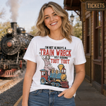 Funny Train Wreck T-Shirt with Retro Locomotive Design and Playful Toot Toot Humor