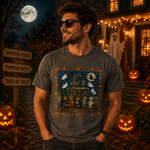 Vintage Halloween T Shirt for Men and Women Featuring Spooky Haunted House, Ghosts and Cute Trick or Treat Design