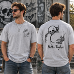 Dark Gothic Couple T Shirt Featuring Skeleton Love Design and “Better Together” Romantic Alternative Style
