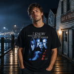 I Know What You Did Last Summer Horror Movie Graphic T-Shirt for Retro Thriller Fans and Collectors
