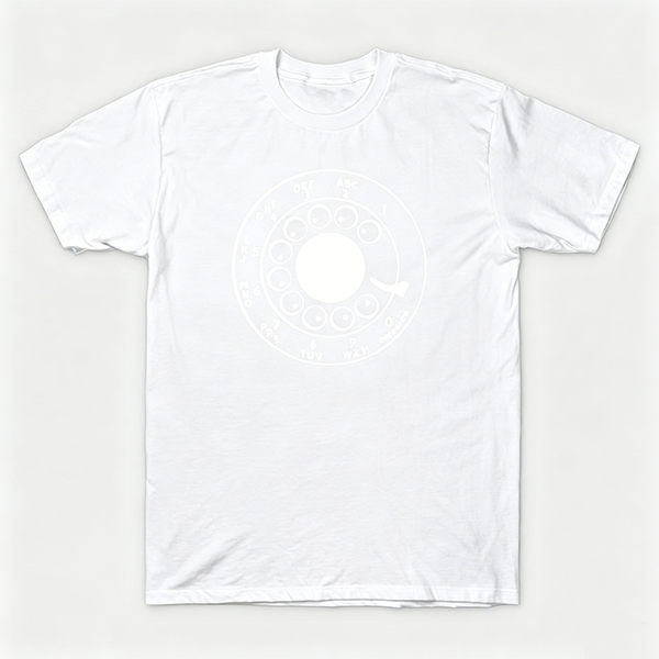 Vintage Rotary Phone Dial Pattern T-Shirt--VINT009