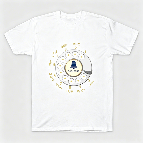 Vintage Rotary Phone Dial Pattern T-Shirt--VINT001