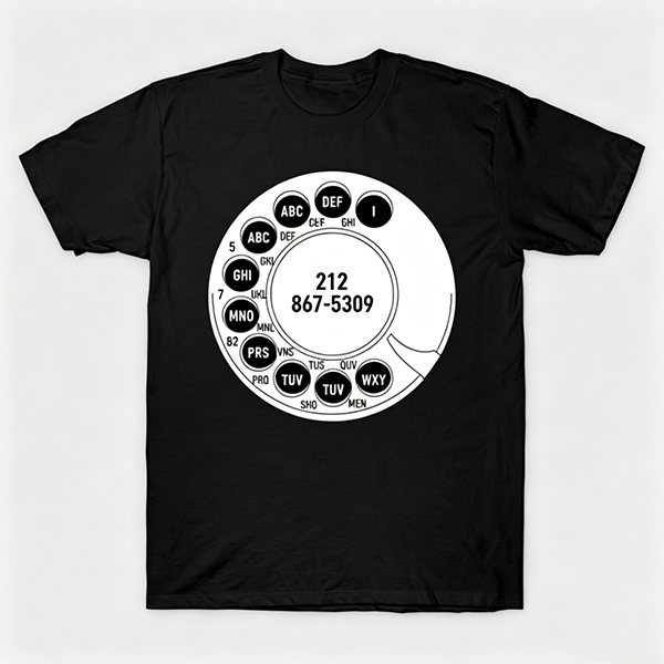 Vintage Rotary Phone Dial Pattern T-Shirt--VINT019
