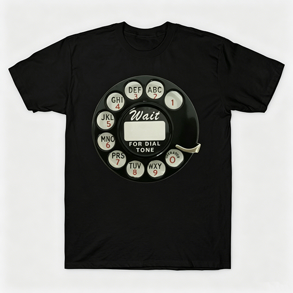 Vintage Rotary Phone Dial Pattern T-Shirt--VINT017