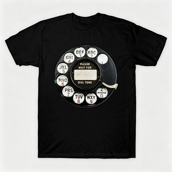 Vintage Rotary Phone Dial Pattern T-Shirt--VINT029