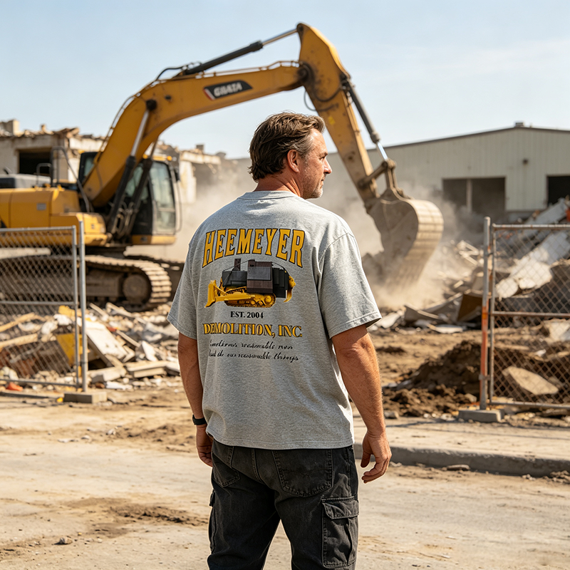 Heemeyer Demolition Vintage Heavy Equipment T-Shirt, Construction Worker Graphic Tee