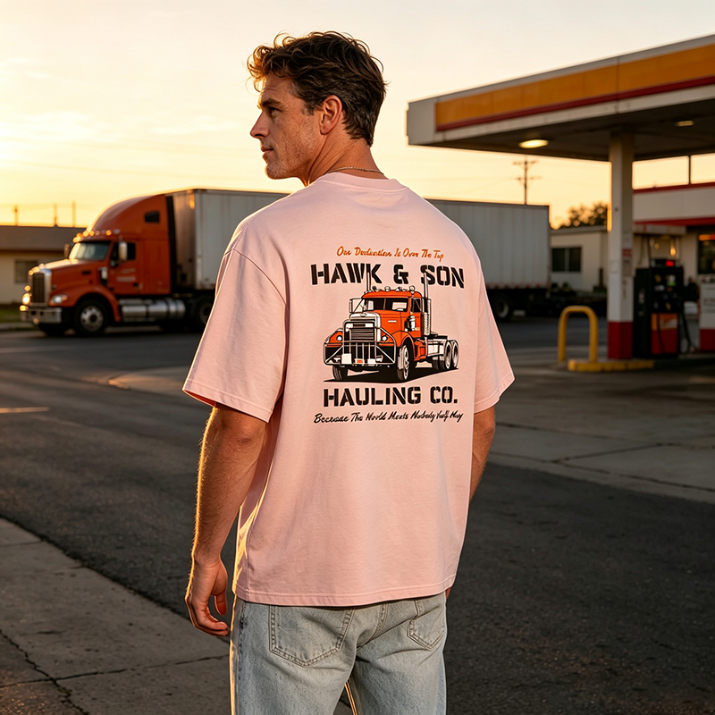Hawk & Son Hauling Co. Vintage Truck Driver T-Shirt, Classic Heavy Haulage Graphic Tee