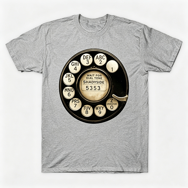 Vintage Rotary Phone Dial Pattern T-Shirt--VINT031