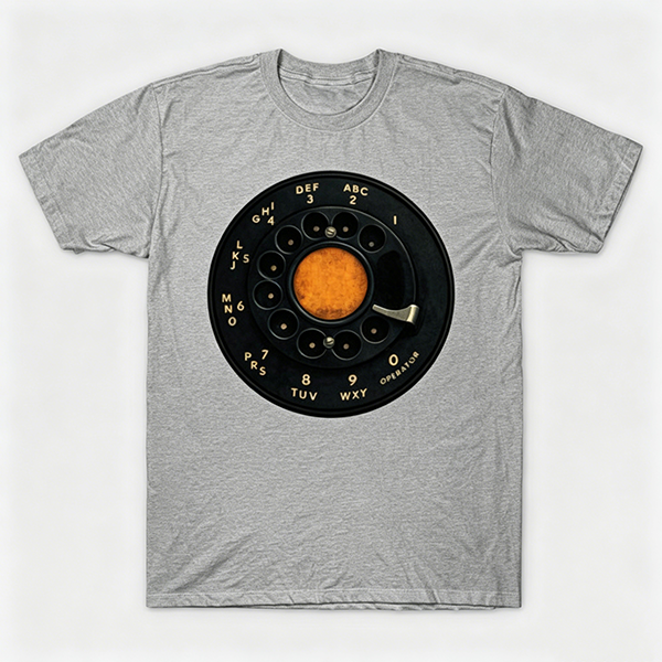 Vintage Rotary Phone Dial Pattern T-Shirt--VINT022
