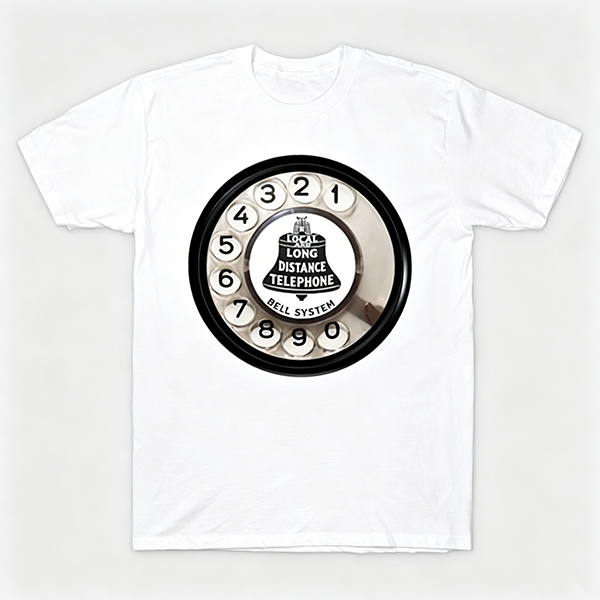Vintage Rotary Phone Dial Pattern T-Shirt--VINT041