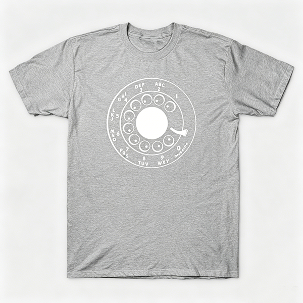 Vintage Rotary Phone Dial Pattern T-Shirt--VINT009