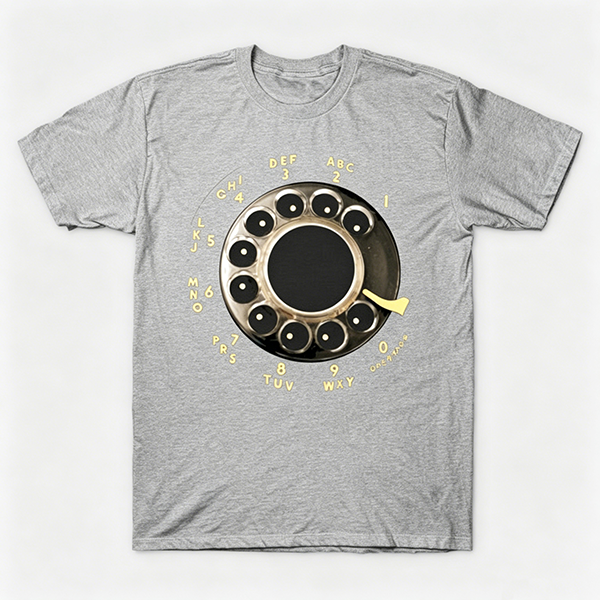 Vintage Rotary Phone Dial Pattern T-Shirt--VINT018