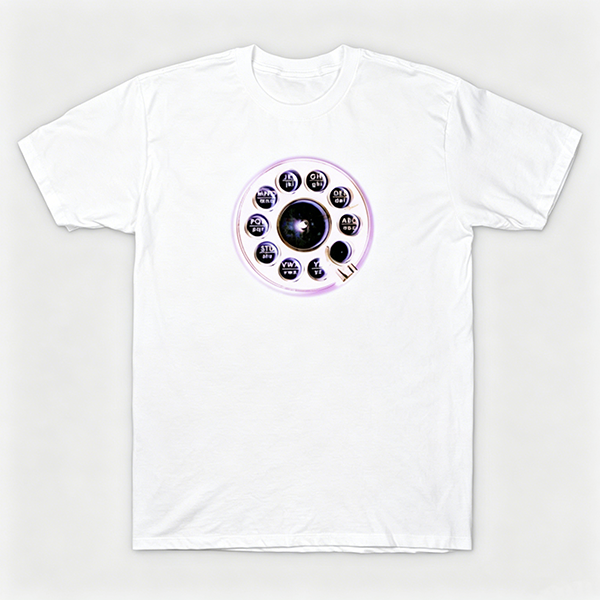 Vintage Rotary Phone Dial Pattern T-Shirt--VINT054