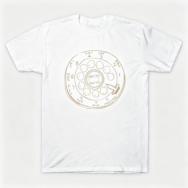 Vintage Rotary Phone Dial Pattern T-Shirt--VINT005