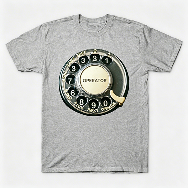 Vintage Rotary Phone Dial Pattern T-Shirt--VINT034