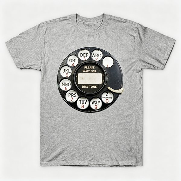 Vintage Rotary Phone Dial Pattern T-Shirt--VINT029