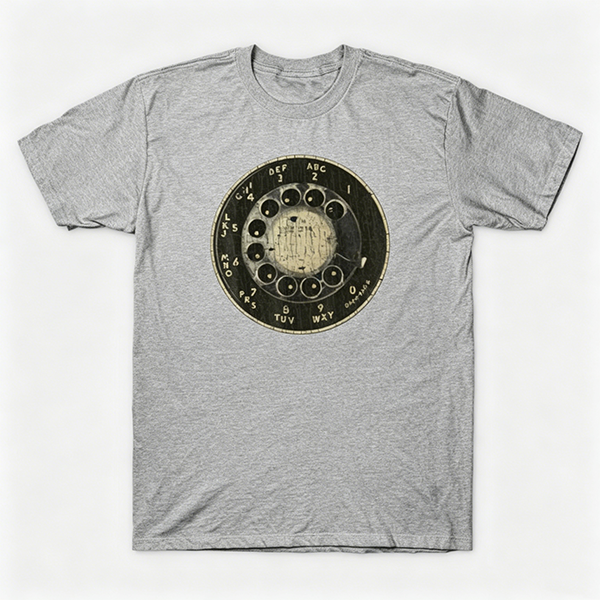 Vintage Rotary Phone Dial Pattern T-Shirt--VINT028