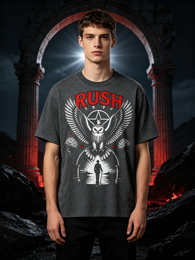 Rush Eagle Vintage Graphic T-Shirt, Dark Rock Inspired Symbolic Design Tee