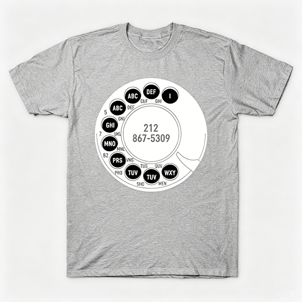 Vintage Rotary Phone Dial Pattern T-Shirt--VINT019