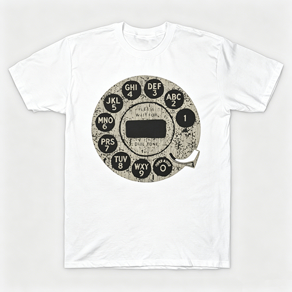 Vintage Rotary Phone Dial Pattern T-Shirt--VINT039
