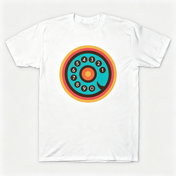 Vintage Rotary Phone Dial Pattern T-Shirt--VINT006