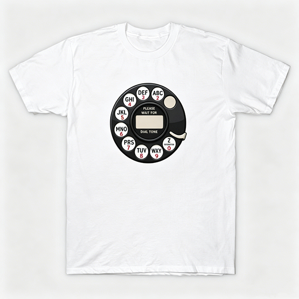 Vintage Rotary Phone Dial Pattern T-Shirt--VINT045