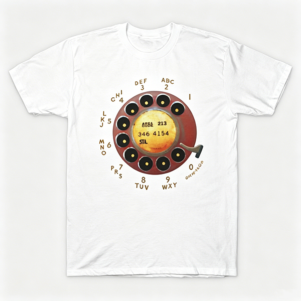 Vintage Rotary Phone Dial Pattern T-Shirt--VINT040
