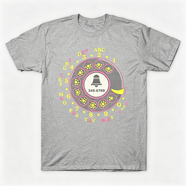 Vintage Rotary Phone Dial Pattern T-Shirt--VINT025