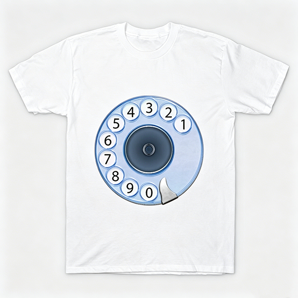 Vintage Rotary Phone Dial Pattern T-Shirt--VINT012