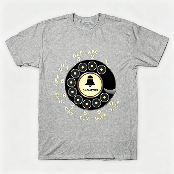 Vintage Rotary Phone Dial Pattern T-Shirt--VINT013