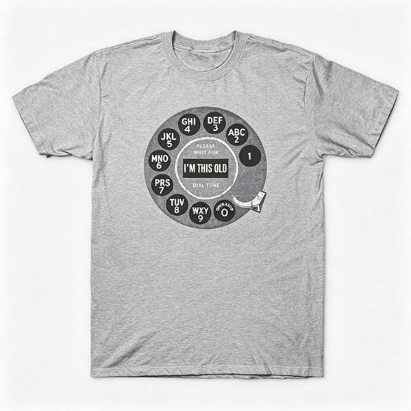 Vintage Rotary Phone Dial Pattern T-Shirt--VINT016