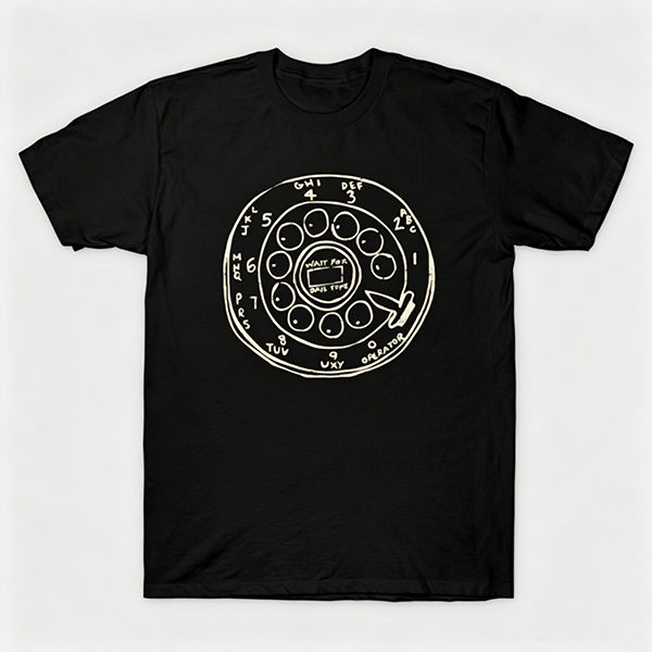 Vintage Rotary Phone Dial Pattern T-Shirt--VINT005
