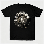 Vintage Rotary Phone Dial Pattern T-Shirt--VINT038