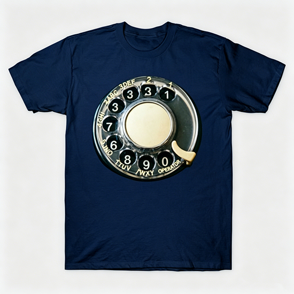 Vintage Rotary Phone Dial Pattern T-Shirt--VINT034