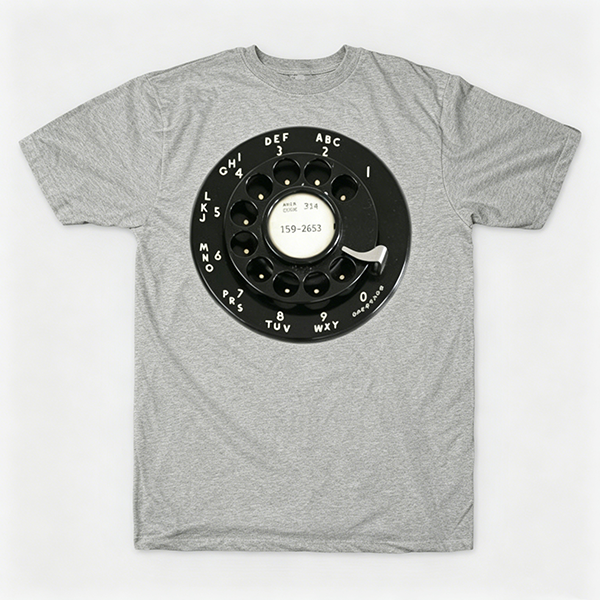 Vintage Rotary Phone Dial Pattern T-Shirt--VINT048