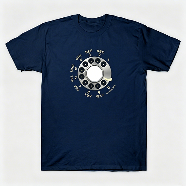 Vintage Rotary Phone Dial Pattern T-Shirt--VINT024