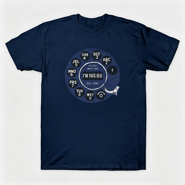 Vintage Rotary Phone Dial Pattern T-Shirt--VINT016