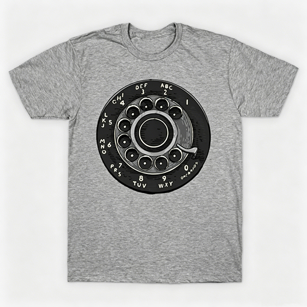 Vintage Rotary Phone Dial Pattern T-Shirt--VINT049