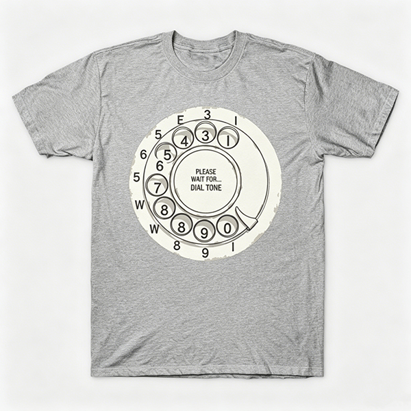 Vintage Rotary Phone Dial Pattern T-Shirt--VINT046