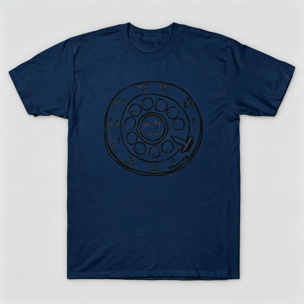 Vintage Rotary Phone Dial Pattern T-Shirt--VINT007