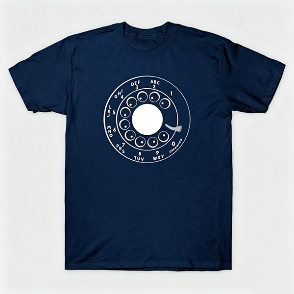 Vintage Rotary Phone Dial Pattern T-Shirt--VINT009