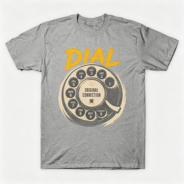 Vintage Rotary Phone Dial Pattern T-Shirt--VINT043