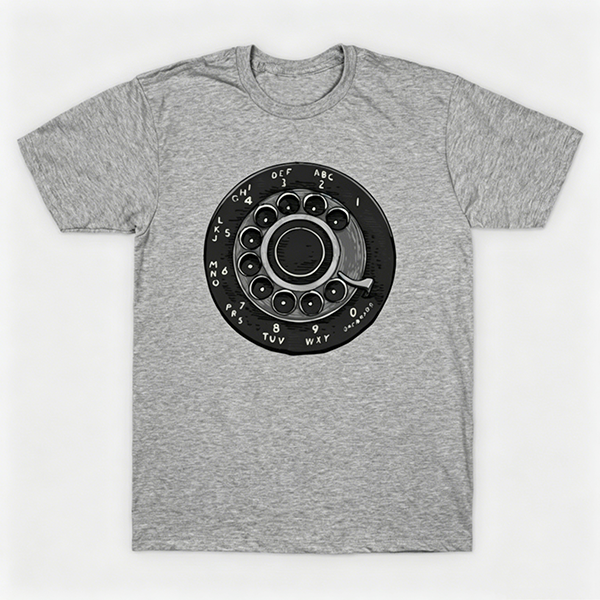 Vintage Rotary Phone Dial Pattern T-Shirt--VINT036