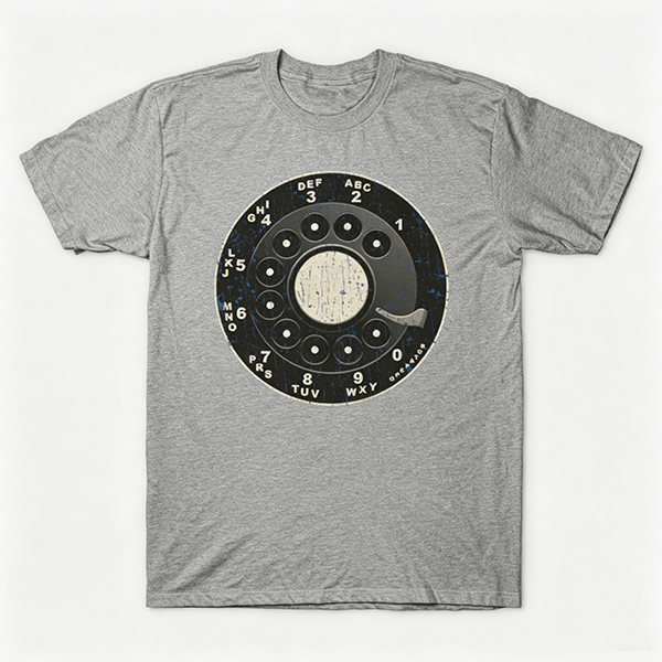 Vintage Rotary Phone Dial Pattern T-Shirt--VINT055