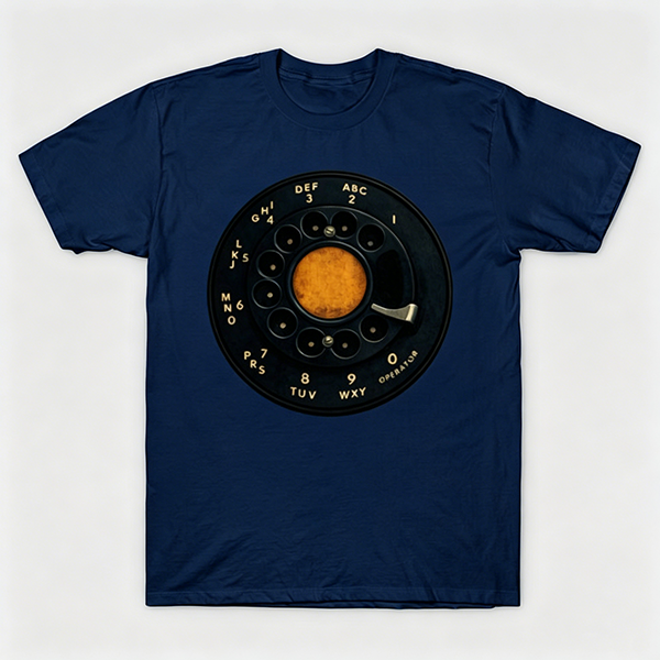 Vintage Rotary Phone Dial Pattern T-Shirt--VINT022