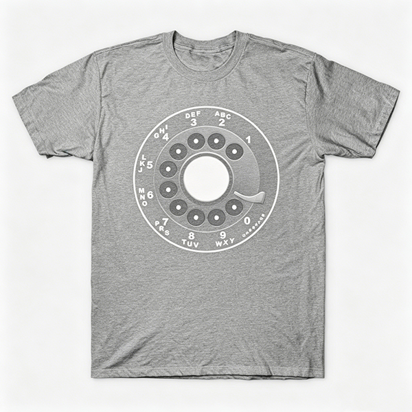 Vintage Rotary Phone Dial Pattern T-Shirt--VINT053