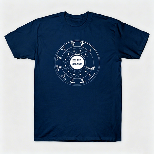 Vintage Rotary Phone Dial Pattern T-Shirt--VINT008