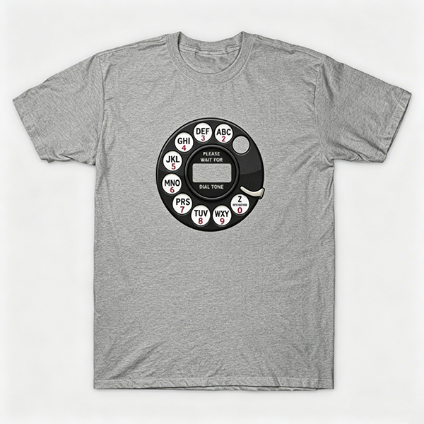 Vintage Rotary Phone Dial Pattern T-Shirt--VINT045